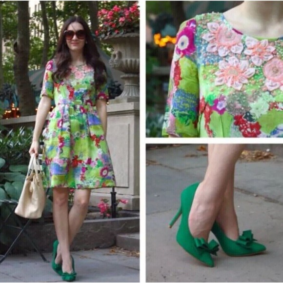 Anthropologie Peter Som Elizabeth Silk Postcard Dress Fit Flare Floral G… - Picture 10 of 11